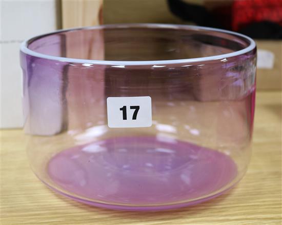 Barry Cullen. A mauve glass studio bowl, signed and dated 83, numbered 95